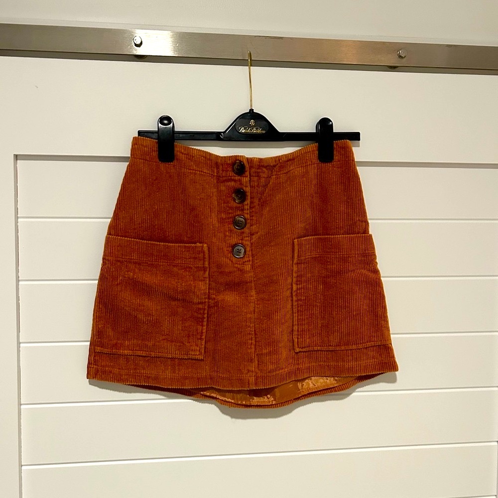 Pink Lily Burnt Orange Corduroy Mini Skirt Size M